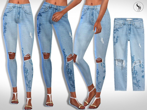 The Sims Resource: Printed Skinny Casual Jeans by Saliwa