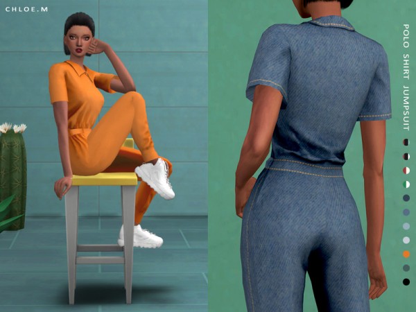  The Sims Resource: Polo Shirt Jumpsuit by ChloeMMM