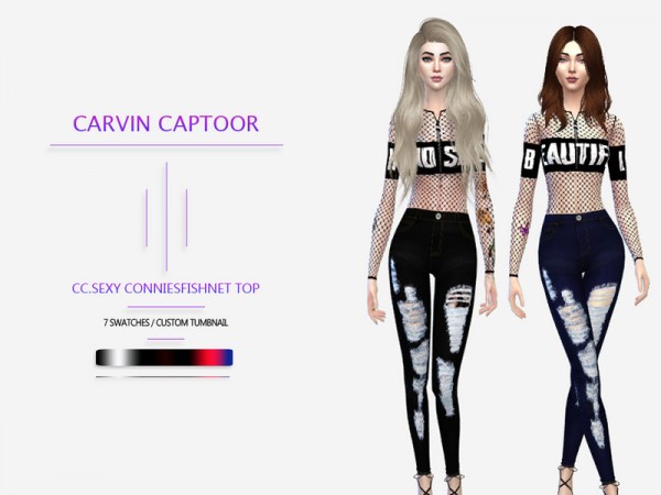  The Sims Resource: Conniesfishnet top by carvin captoor