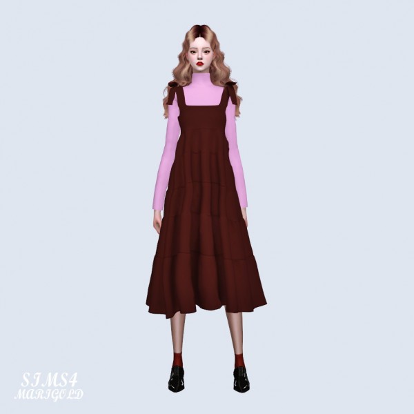 SIMS4 Marigold: Ribbon Tiered Long Dress With T