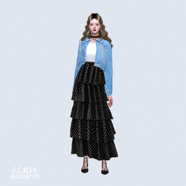  SIMS4 Marigold: Tiered Skirt With Jacket