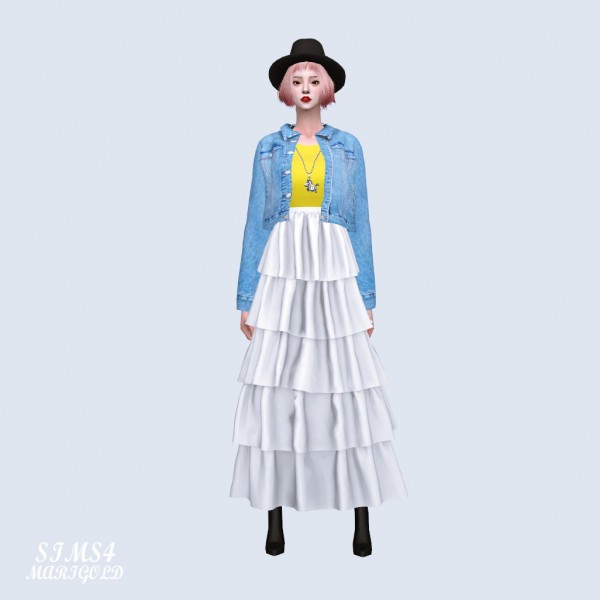  SIMS4 Marigold: Tiered Skirt With Jacket