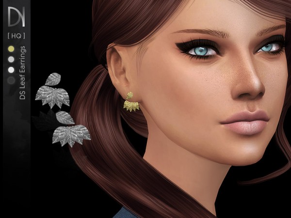 The Sims Resource: Leaf Earrings by DarkNighTt