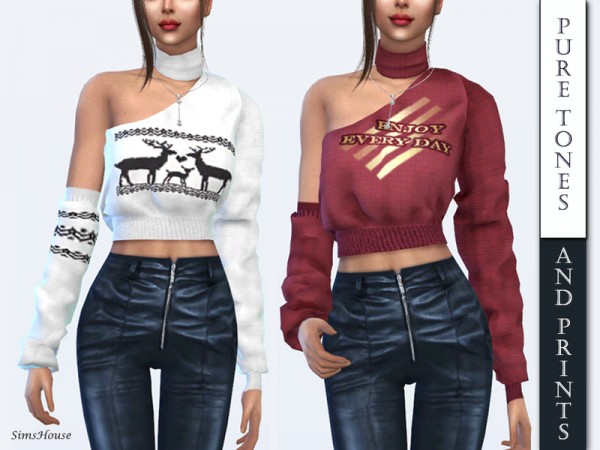  The Sims Resource: Asymmetrical sweater by Sims House