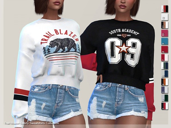  The Sims Resource: Set Trail Blazer Sporty Sweatshirts and Kiomi Jeans by Pinkzombiecupcakes