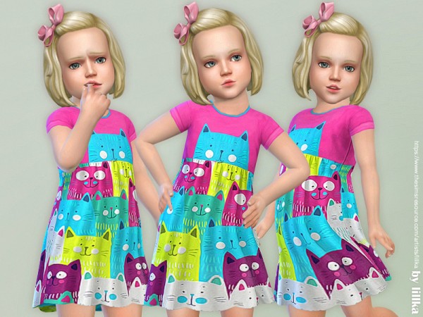  The Sims Resource: Cats Toddler Dress by lillka