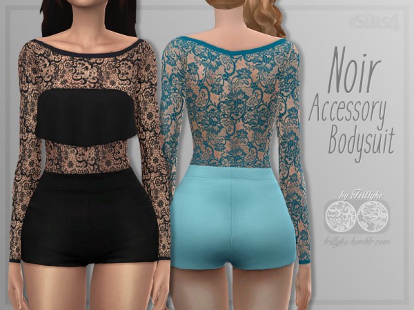  The Sims Resource: Noir Accessory Bodysuit by Trillyke