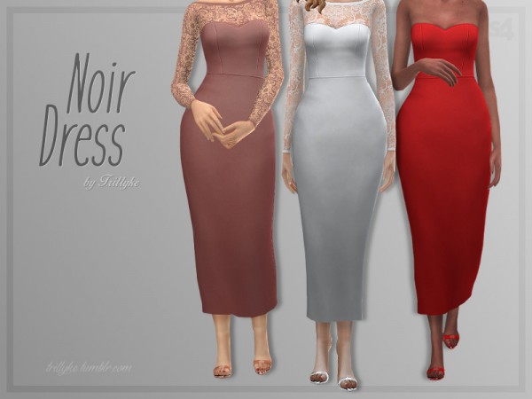  The Sims Resource: Noir Dress by Trillyke