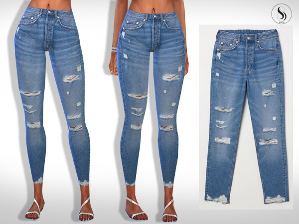  The Sims Resource: Eli Ripped Skinny Casual Jeans by Saliwa