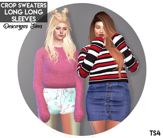  Descargas Sims: Crop Sweater   Long Long Sleeve