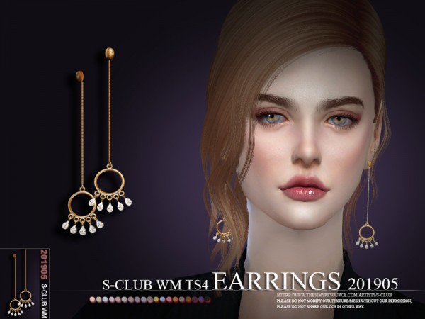 The Sims Resource: Earrings 201905 by S-club • Sims 4 Downloads