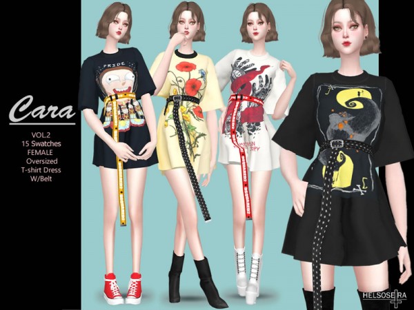  The Sims Resource: Cara Vol.2   Oversize Tee Dress by Helsoseira