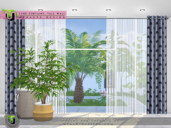  The Sims Resource: Lyne Curtains III   Tall Walls by NynaeveDesign