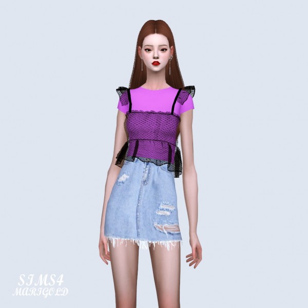  SIMS4 Marigold: See Through Bustier With T