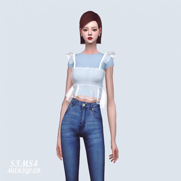  SIMS4 Marigold: See Through Bustier With T