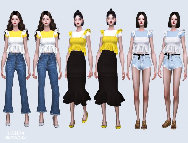  SIMS4 Marigold: Sweet Frill Sleeveless With T