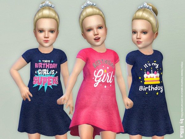  The Sims Resource: Toddler Birthday Dress by lillka