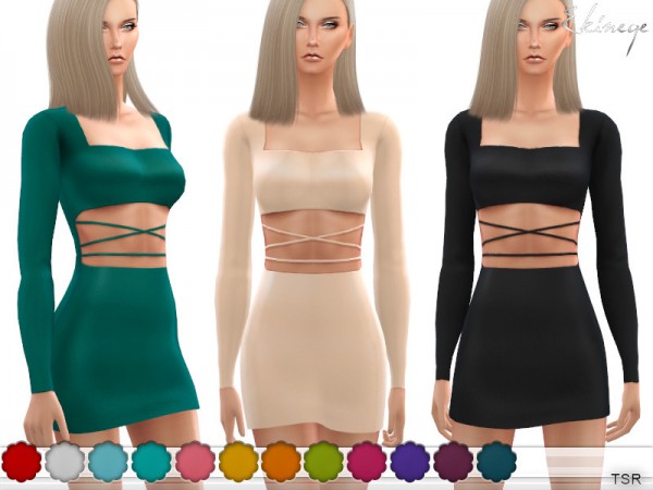  The Sims Resource: Strappy Cut Out Mini Dress by ekinege
