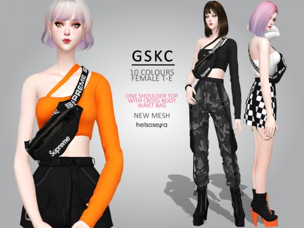 The Sims Resource: GSKC   One shoulder top with bag by Helsoseira