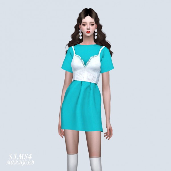  SIMS4 Marigold: Bustier With Long T shirt Dress