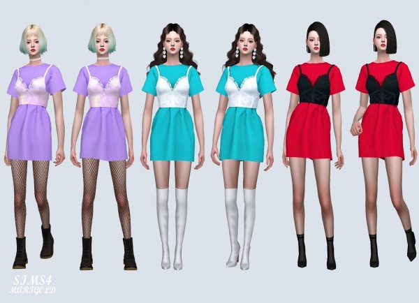  SIMS4 Marigold: Bustier With Long T shirt Dress