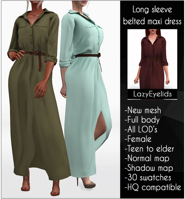  Lazyeyelids: Long sleeve belted maxi dress
