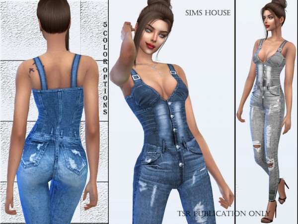  The Sims Resource: Denim Jumpsuit by Sims House