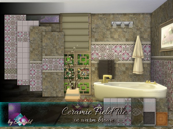  The Sims Resource: Ceramic Field Tile in warm brown by emerald