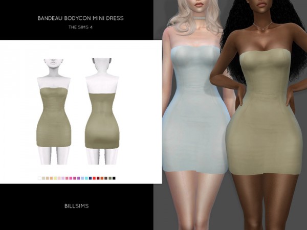  The Sims Resource: Bandeau Bodycon Mini Dress by Bill Sims