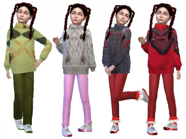  The Sims Resource: Knitted sweaters for girls by TrudieOpp