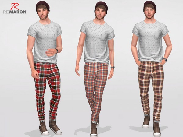  The Sims Resource: Grid pants for men by remaron