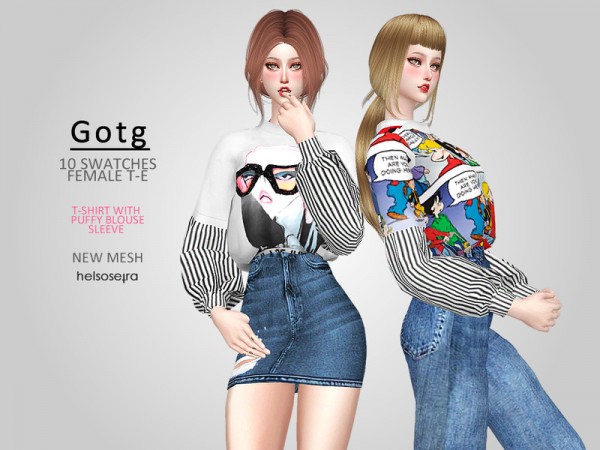  The Sims Resource: GOTG   T Shirt Blouse Top by Helsoseira