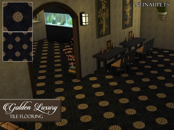  The Sims Resource: Golden Luxury Tile Floors by neinahpets