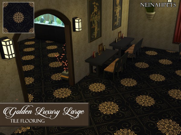  The Sims Resource: Golden Luxury Tile Floors by neinahpets