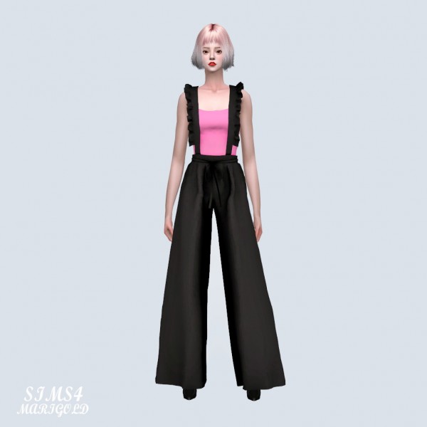 SIMS4 Marigold: Suspender Long Wide Pants With Sleeveles • Sims 4 Downloads