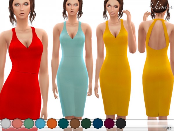  The Sims Resource: Backless Midi Dress by ekinege