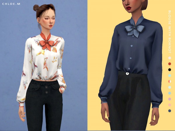  The Sims Resource: Blouse with Bowknot by ChloeMMM
