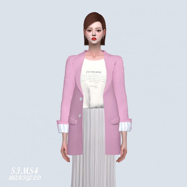  SIMS4 Marigold: Point Cuffs Jacket With T