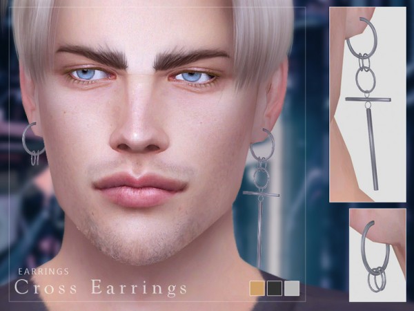  The Sims Resource: Cross Earrings by Screaming Mustard