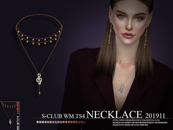  The Sims Resource: Necklace 201911 by S Club