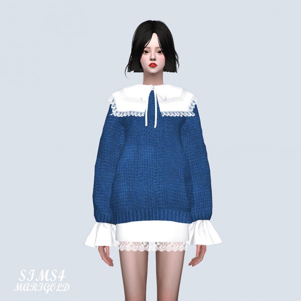  SIMS4 Marigold: Big Square Collar Sweater