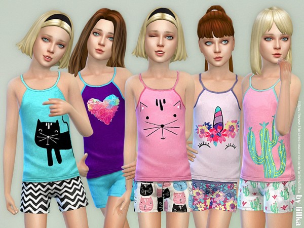  The Sims Resource: Summer Print Top and Shorts by lillka