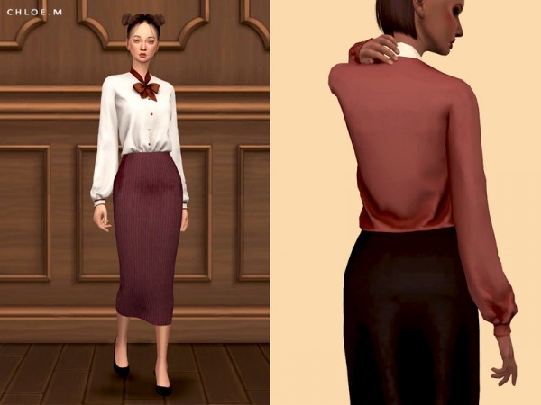  The Sims Resource: Blouse with Bowknot by ChloeMMM