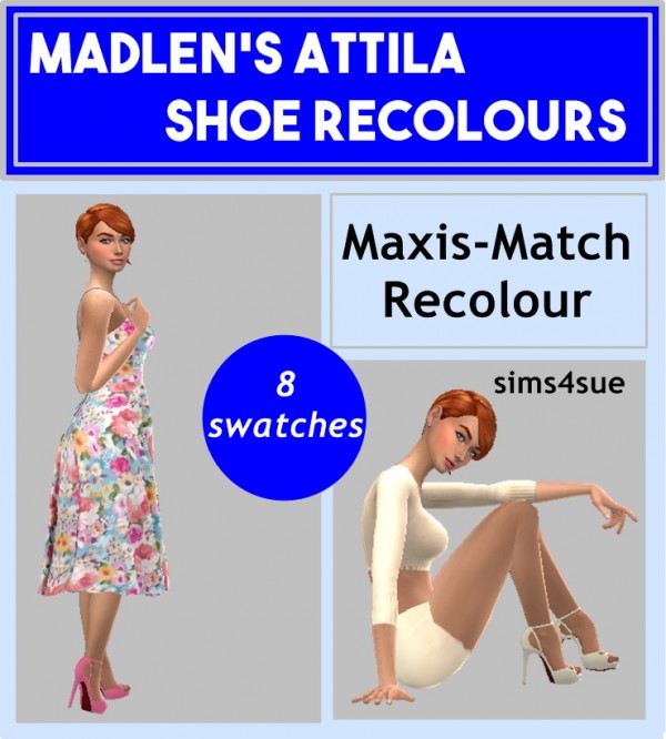  Sims 4 Sue: Madlen`s Attila shoes recolored