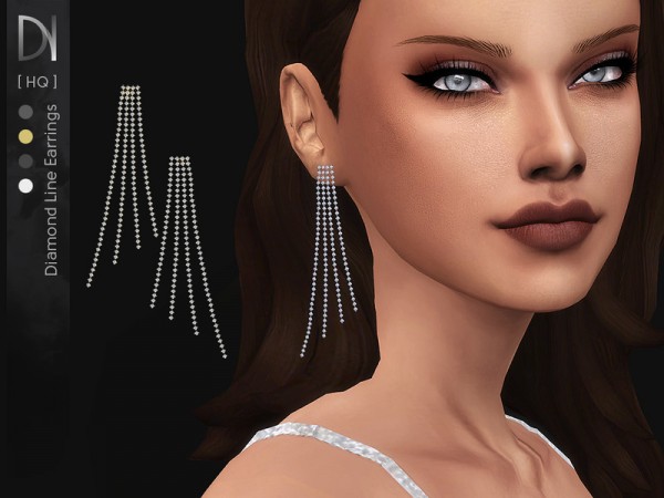  The Sims Resource: Diamond Line Earrings by DarkNighTt