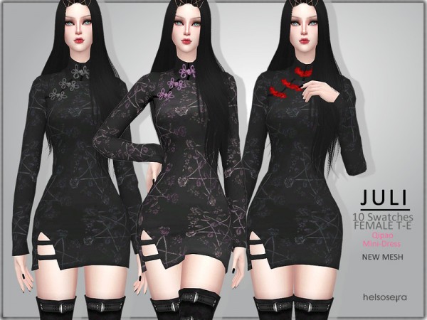  The Sims Resource: JULI   Goth Mini Dress by Helsoseira