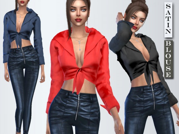  The Sims Resource: Long Sleeve Silk Blouse by Sims House