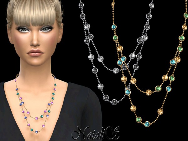  The Sims Resource: Mixed gemstones double chain by NataliS