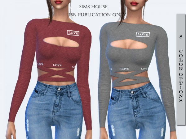  The Sims Resource: Top with binding on waist Love by Sims House