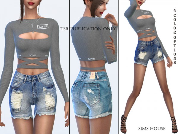  The Sims Resource: Shabby denim shorts by Sims House